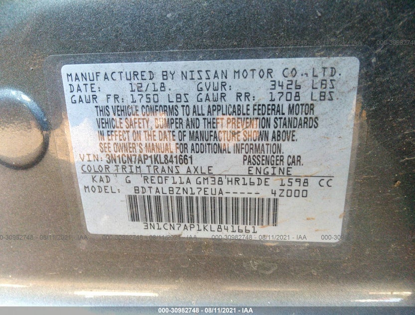 3N1CN7AP1KL841661