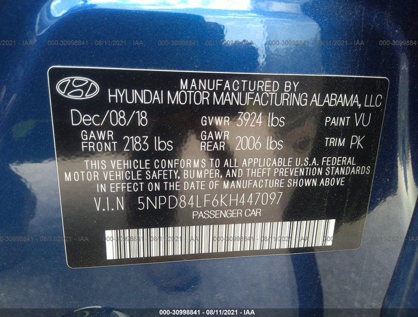5NPD84LF6KH447097