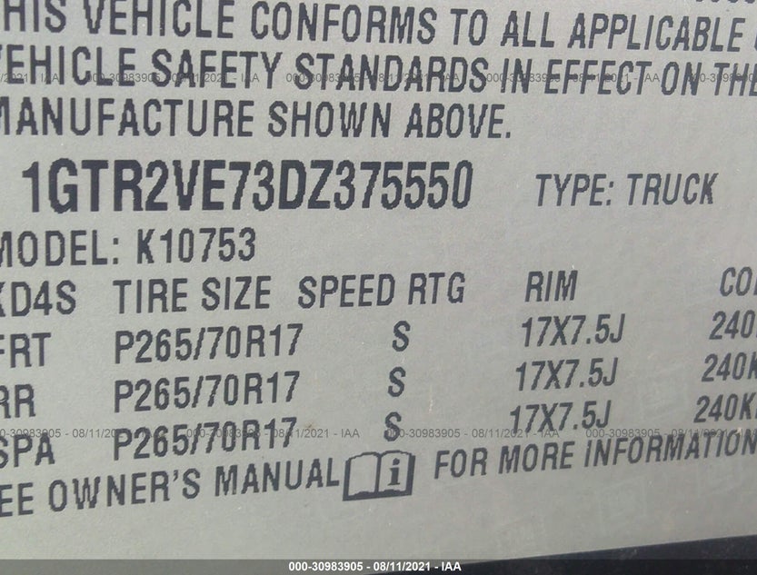 1GTR2VE73DZ375550