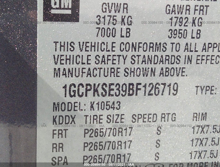 1GCPKSE39BF126719