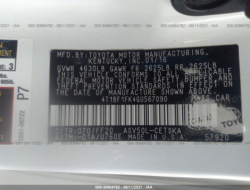 4T1BF1FK4GU567090