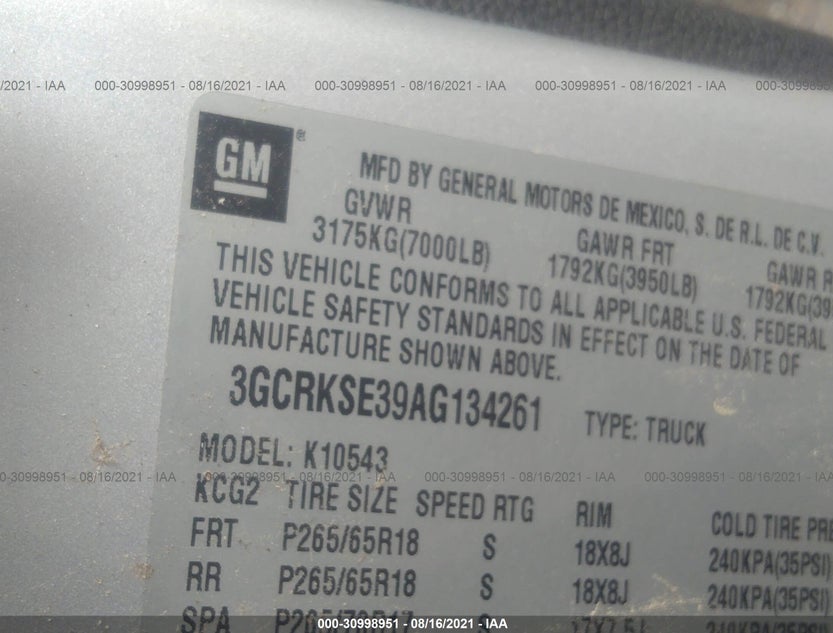 3GCRKSE39AG134261