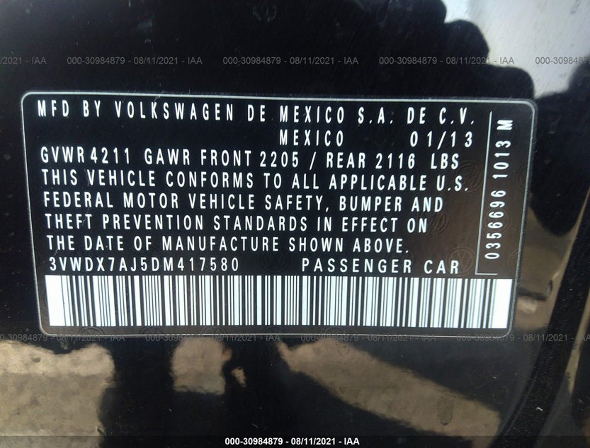 3VWDX7AJ5DM417580