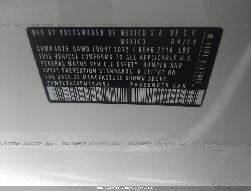 3VW2K7AJ3EM429590