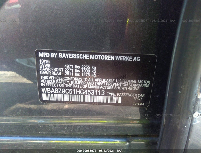 WBA8Z9C51HG453113