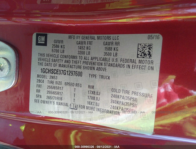 1GCHSCE37G1297600