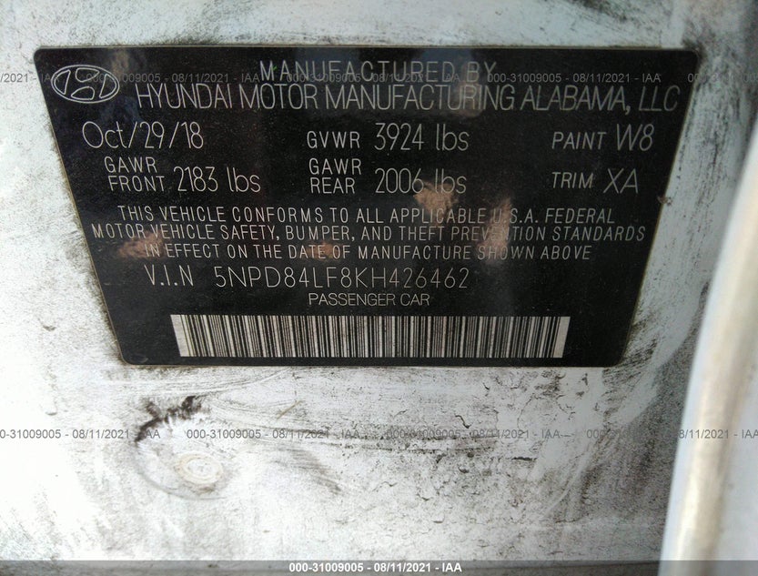 5NPD84LF8KH426462