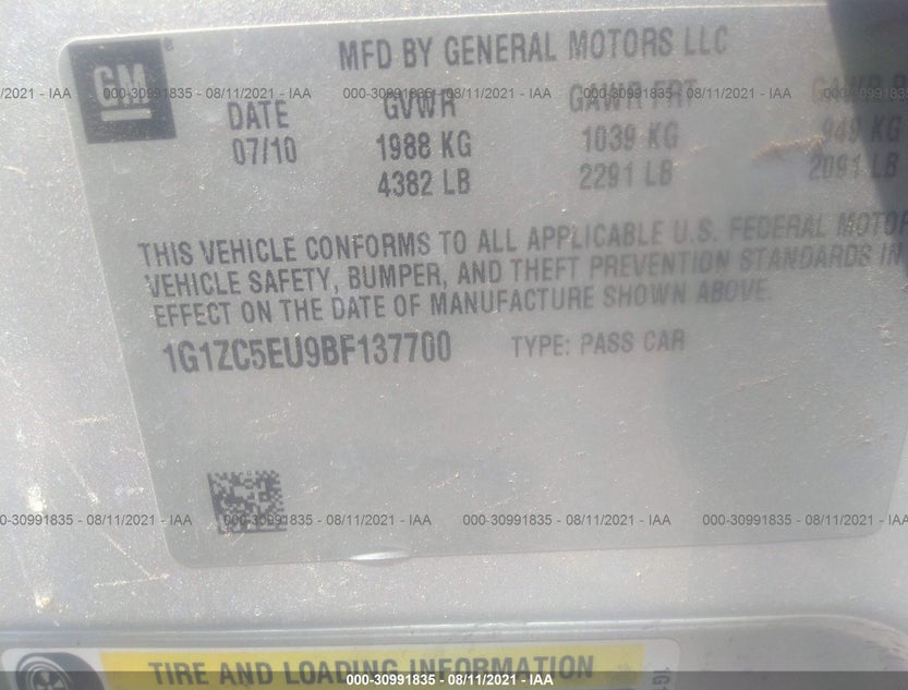 1G1ZC5EU9BF137700