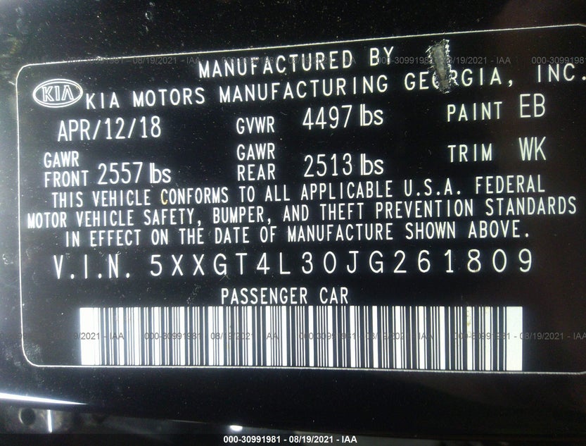 5XXGT4L30JG261809