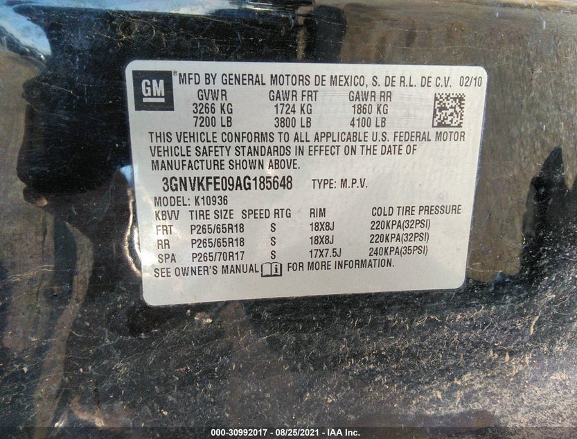 3GNVKFE09AG185648