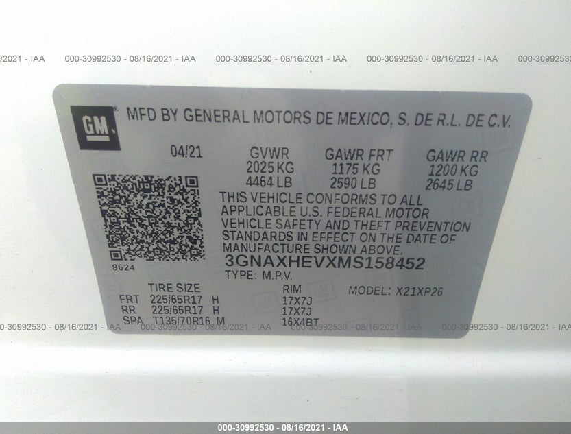 3GNAXHEVXMS158452