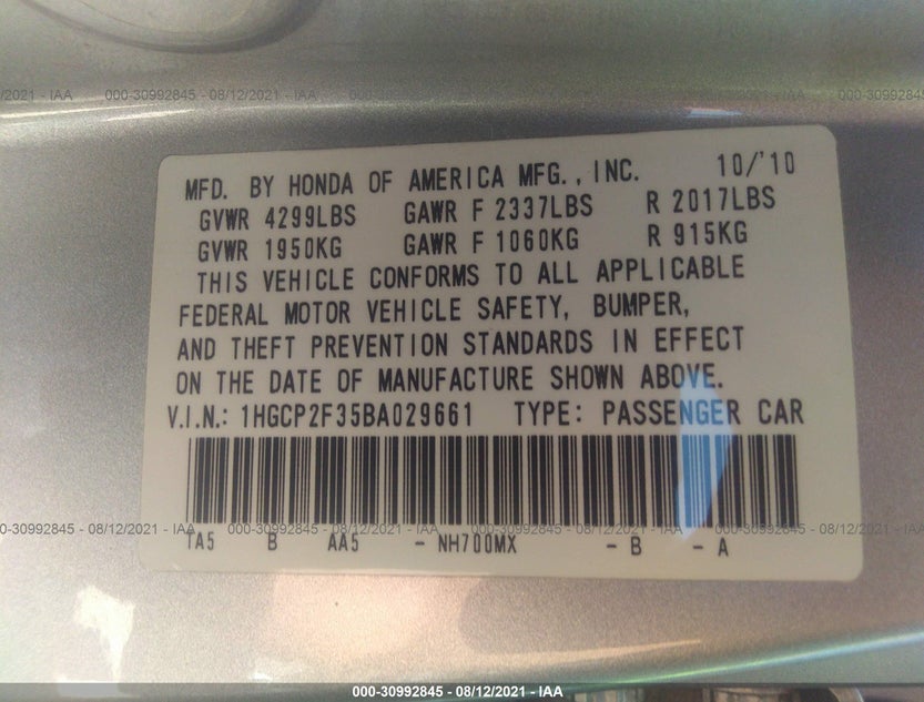 1HGCP2F35BA029661