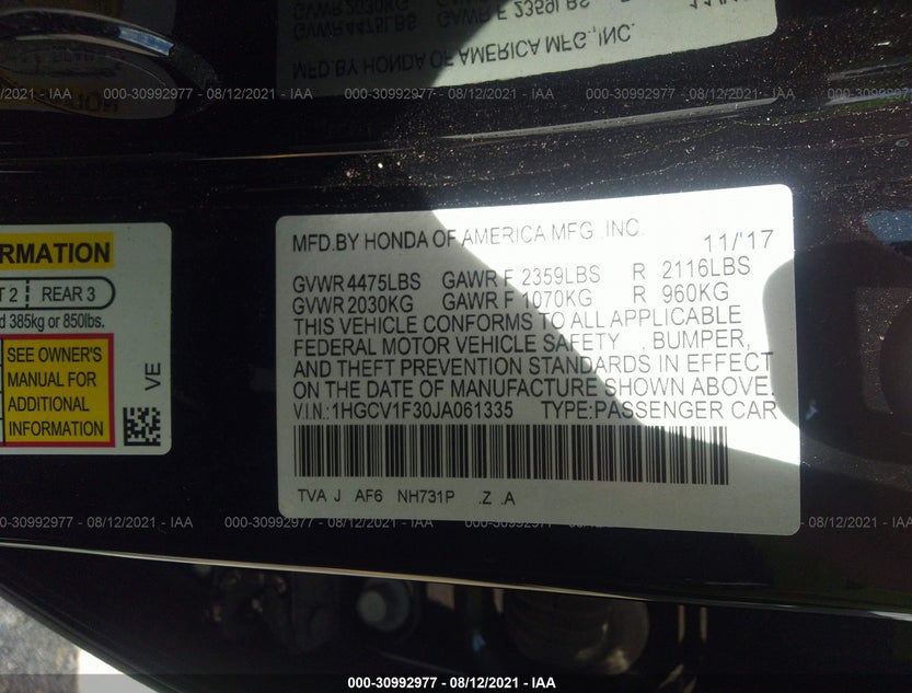 1HGCV1F30JA061335