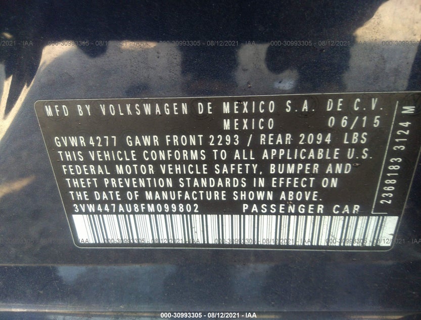 3VW447AU8FM099802