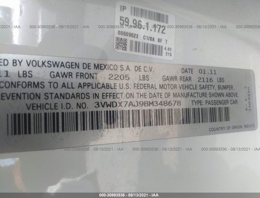 3VWDX7AJ9BM348678