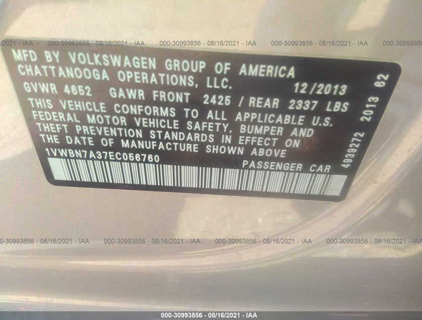 1VWBN7A37EC056760