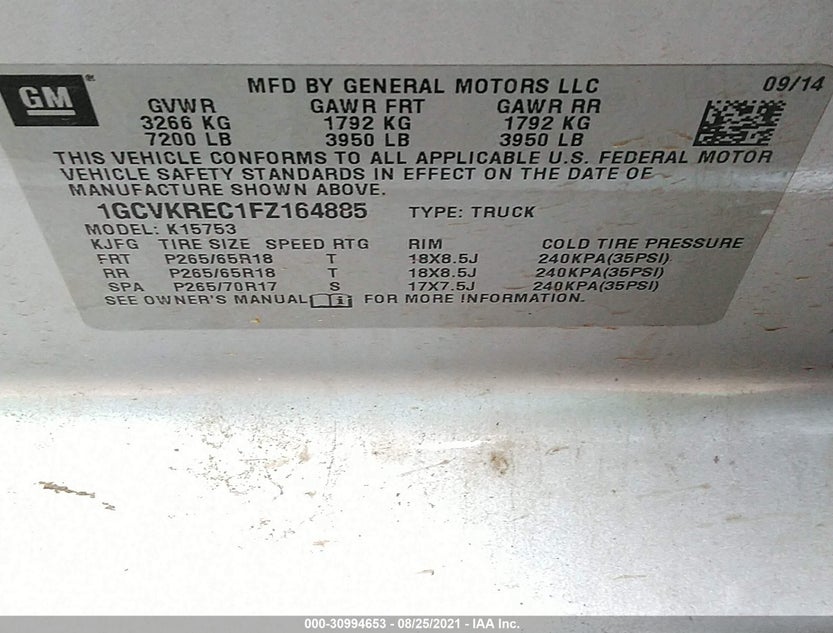 1GCVKREC1FZ164885