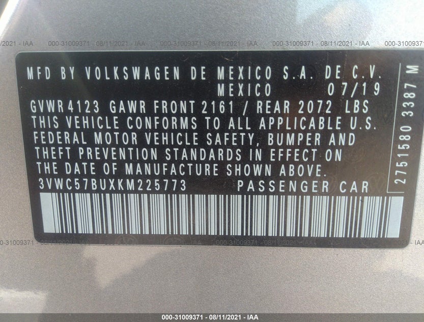 3VWC57BUXKM225773