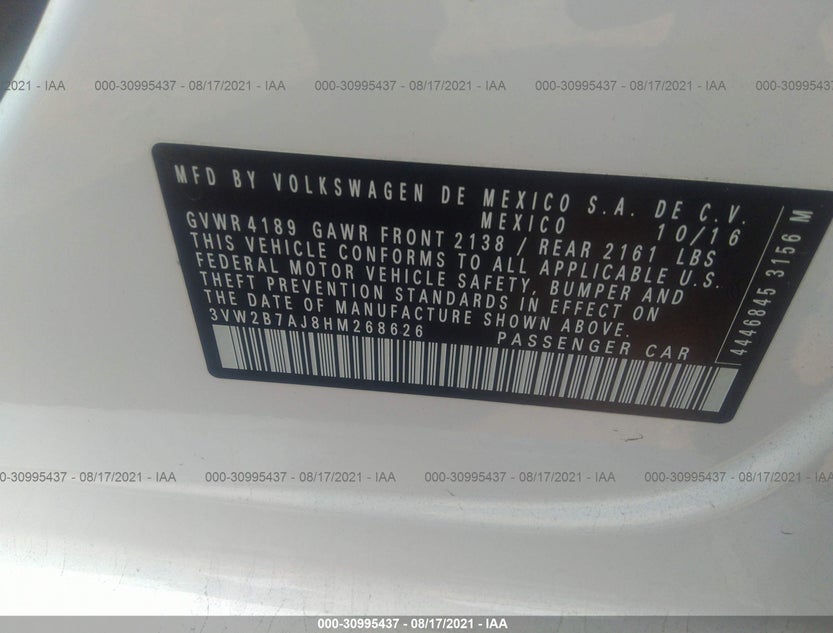3VW2B7AJ8HM268626