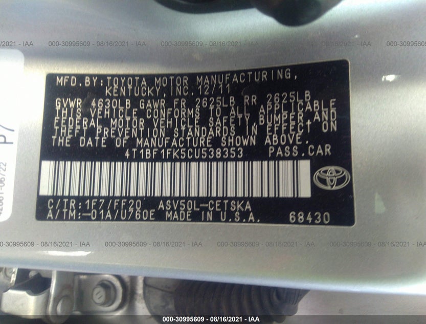 4T1BF1FK5CU538353