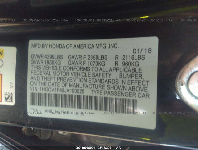 1HGCV1F45JA100025