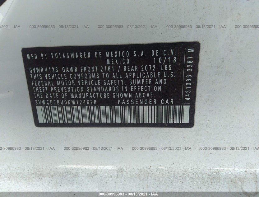 3VWC57BU0KM124628