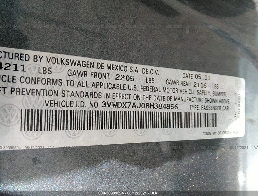 3VWDX7AJ0BM384856