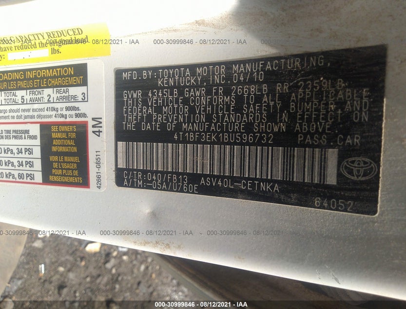 4T1BF3EK1BU596732