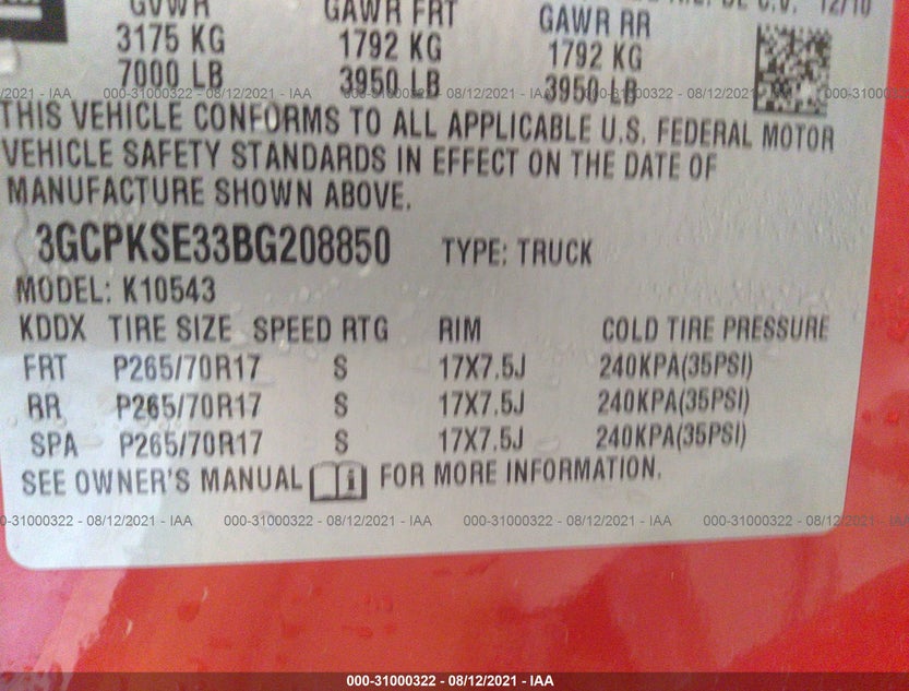3GCPKSE33BG208850