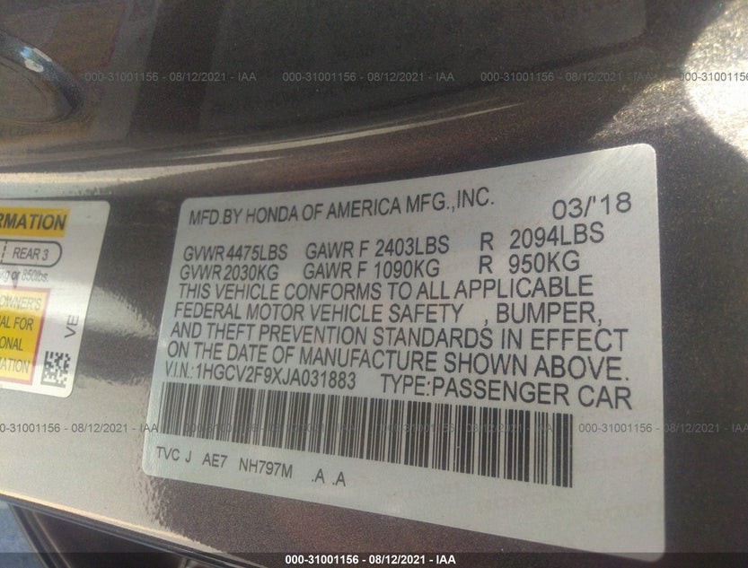 1HGCV2F9XJA031883