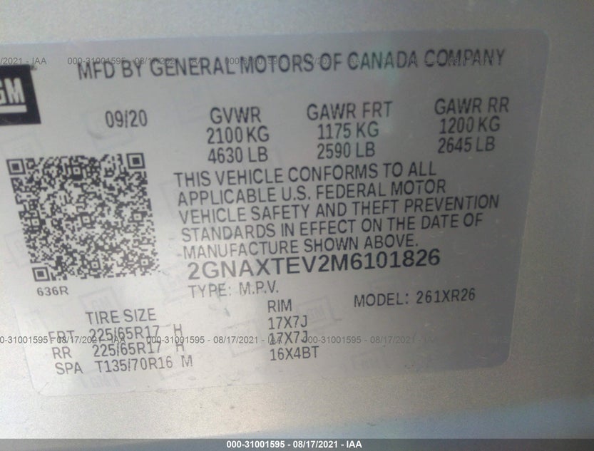 2GNAXTEV2M6101826
