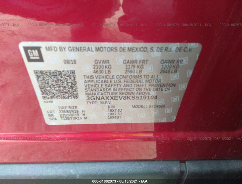3GNAXXEV8KS519104