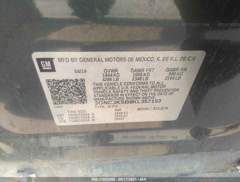 3GNCJKSB8KL357153