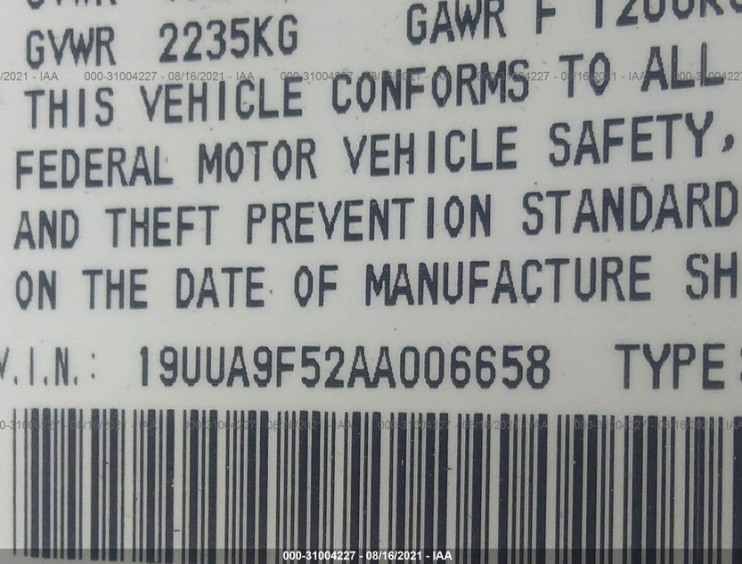 19UUA9F52AA006658