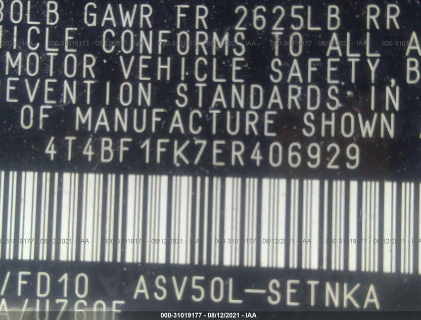 4T4BF1FK7ER406929