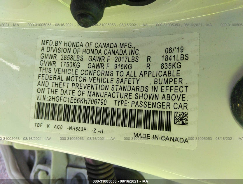 2HGFC1E56KH706790