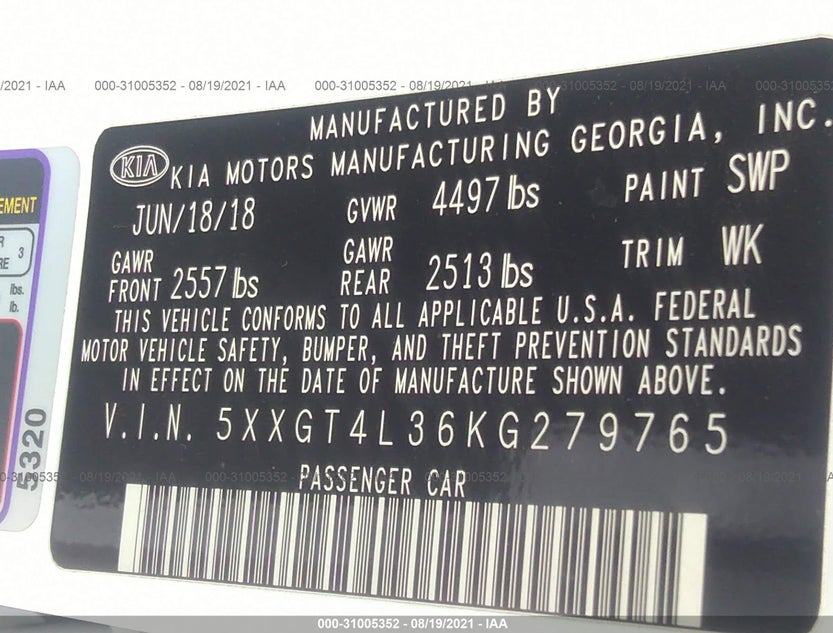 5XXGT4L36KG279765