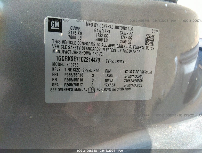 1GCRKSE71CZ214420