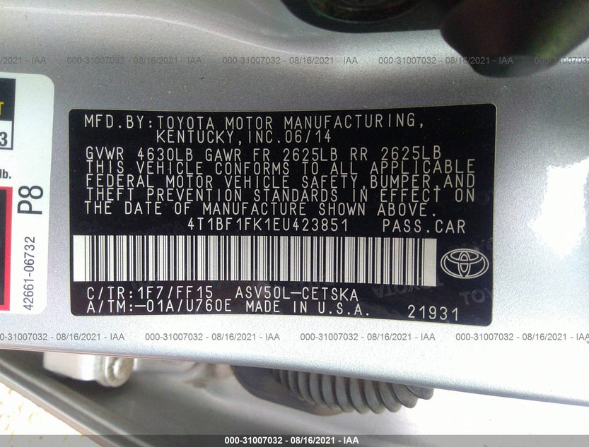 4T1BF1FK1EU423851