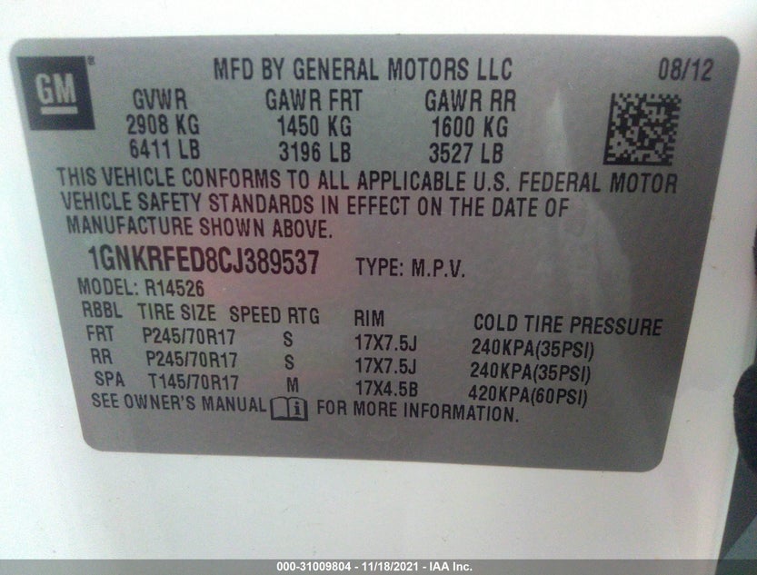 1GNKRFED8CJ389537