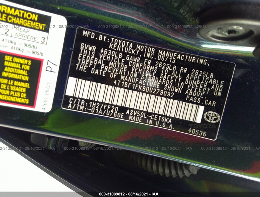 4T1BF1FK9DU279092