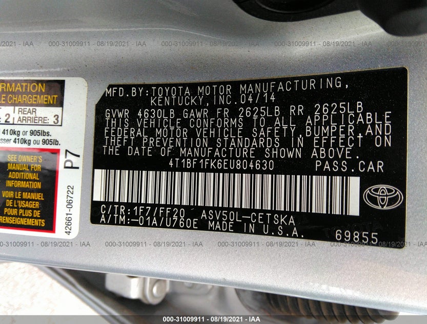 4T1BF1FK6EU804630