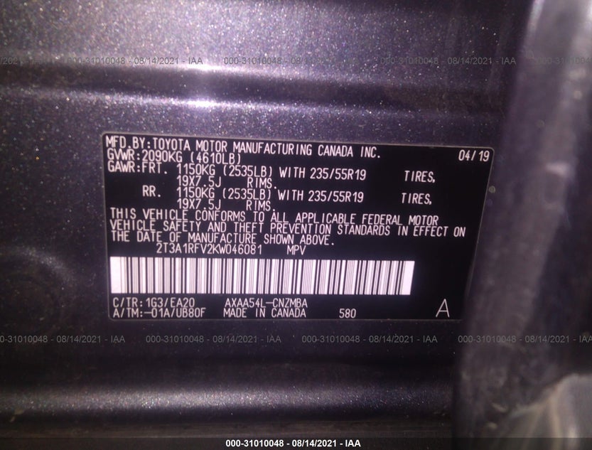 2T3A1RFV2KW046081