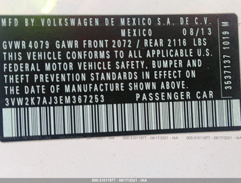 3VW2K7AJ3EM367253