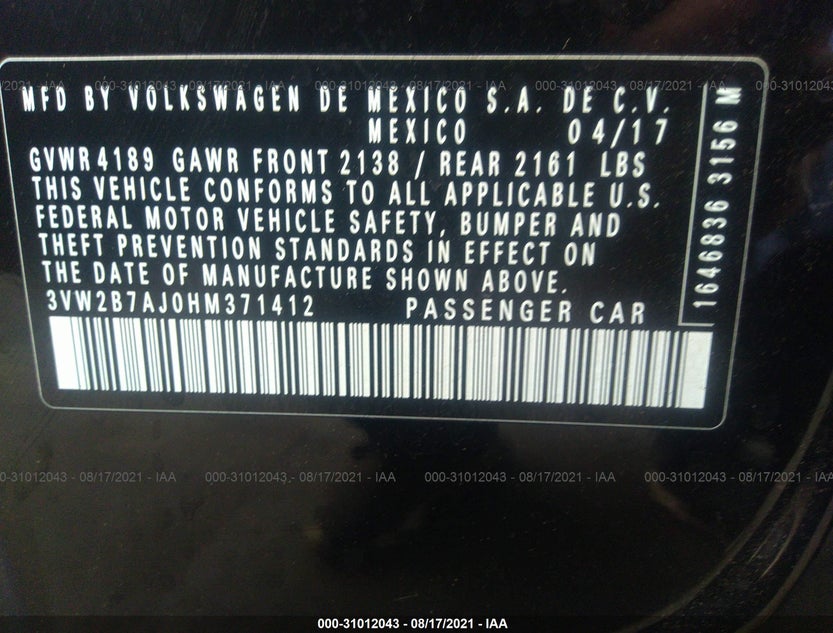 3VW2B7AJ0HM371412