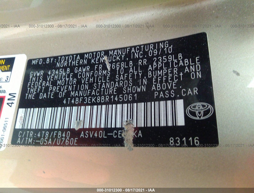 4T4BF3EK8BR145061