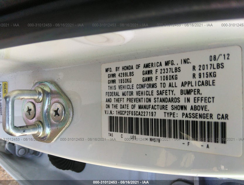 1HGCP2F65CA227197