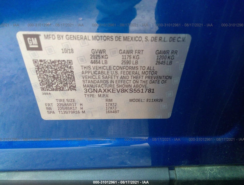 3GNAXKEV8KS551781