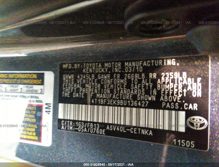 4T1BF3EK9BU136427
