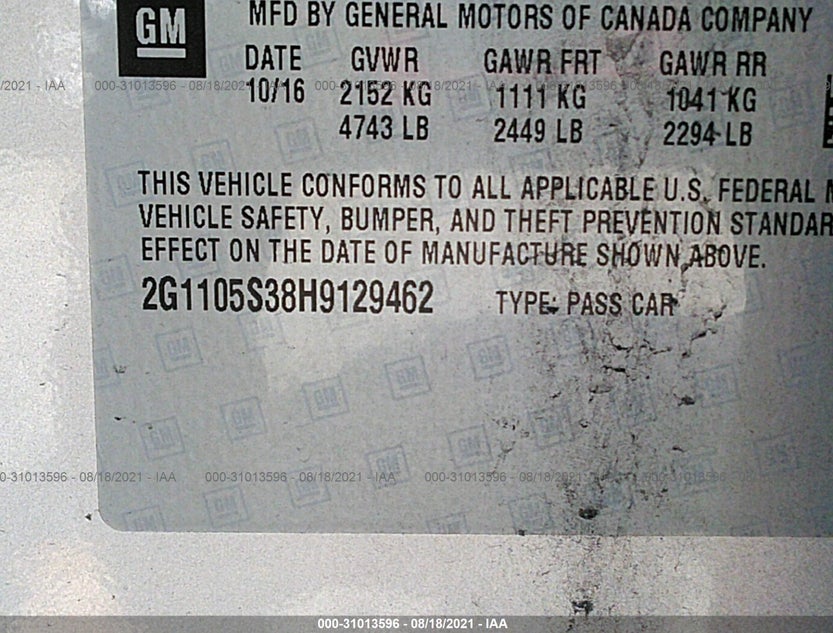 2G1105S38H9129462